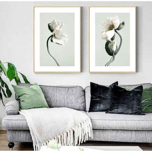 Green Plant Canvas Painting Flower Petal Poster Nordic Botanical Art Print Scandinavian Wall Picture for Living Room Decoration