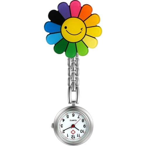 LANCARDO Pretty Flower Pattern Women Nurse Watches Stainless Steel Top Quality Girls Lady Watch Doctor Pocket Hang Clip Watch