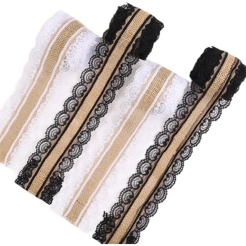 2 meters black lace handmade crafts linen roll gift jewelry clothing accessories burlap width 2.5cm webbing