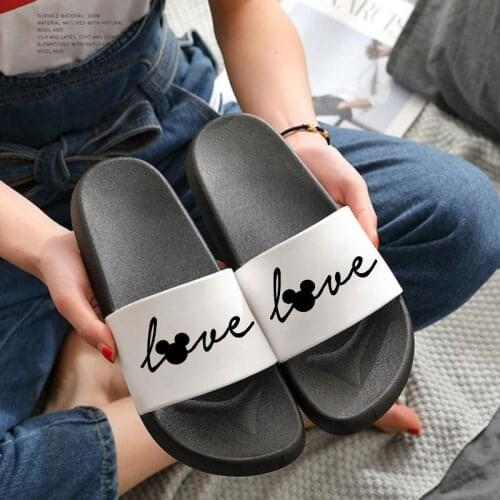Summer Fashion Women Flat Slippers home indoor shoes Love Bathroom Anti-slip Shoes For Woman Vacation Female Flip Flops 2021