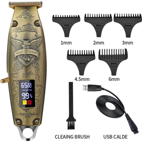 Professional LCD 12W hair clipper rechargeable metal housinghair trimmer barber finishing electric beard hair cutting home