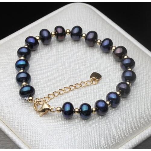 Fashion Natural Freshwater Black Pearl Bracelets For Women,Trendy Adjustable Boho Bracelet Anniversary Gift