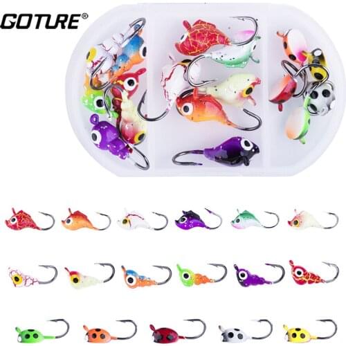 Goture 17 pcs/lot Winter Jigs Set Ice Fishing Lure Kit Ant Ladybug Dolphin 3 Types Jig Winter Baubles Fishing Tackle 2020