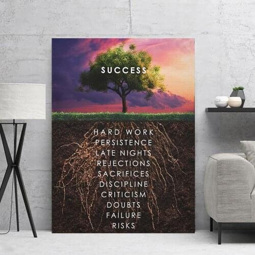 Wall Art Hd Printed Picture Canvas Inspirational Success Tree Posters Home Decor Modular Nordic Painting for Living Room Decor