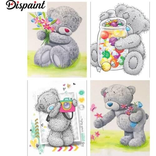 Dispaint Full Square/Round Drill 5D DIY Diamond Painting "Cartoon bear flower" 3D Embroidery Cross Stitch 5D Home Decor Gift