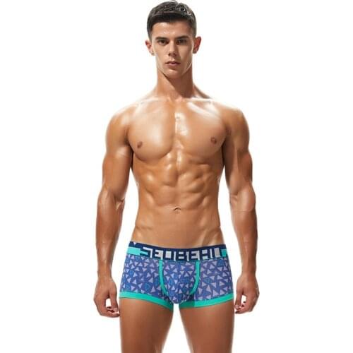 SEOBEAN New Mens Cotton Underwear Youth Sexy Low-Waist Boxer Comfortable Breathable Boxers
