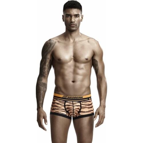 SEOBEAN New Mens Underwear Sexy Tiger-Print Boxer Breathable Underwear Printed Comfortable Seamless Boxers