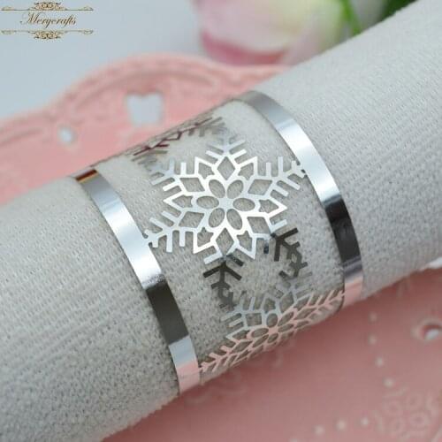 NR07 New Arrival Snowflake Carved Pattern Christmas Decorations Party Dinner Supplies Laser Cut Napkin Ring