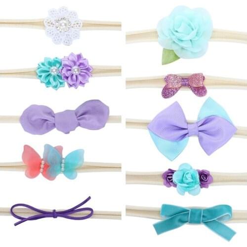 Wholesale Baby Pearl Flower Nylon Headbands Hairbands Hair Bow Elastics for Girls Newborn Infant Toddlers Kids Photography Prop