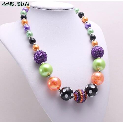 MHS.SUN DIY Chunky Bubblegum kids Girls Necklace Bracelet Handmade Beads Necklace For Baby Girls Halloween Gift Jewelry