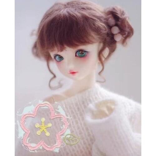 BJD Doll wig Mohair Wigs 4\6\8 points Big Baby 3 Divided Brown Pink Double Bump Pan Hair Doll Accessories