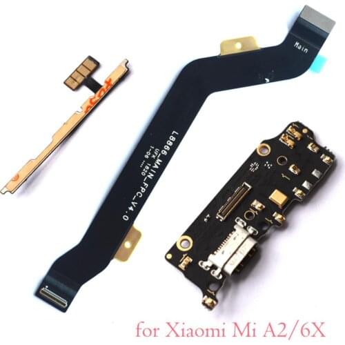 Power on off volume side button strip main mainboard micro USB charging board with microphone for Xiaomi Mi A2/Mi 6X