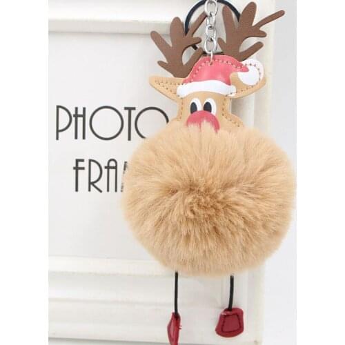 Plush Santa Claus furry ball keychain pendant Christmas elk furry ball bag reindeer gift pendant Dropshipping