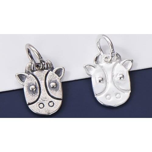 925 Sterling Silver Cute Cow Pattern Tag Charms Decoration Silver Jewelry Pendant Components DIY Necklace Bracelet For Women Men