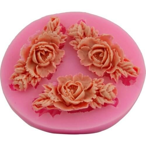 Three flower cake molds DIY silicone chocolate fondant baking tools Gypsum drop gel ice lattice soap mold tools