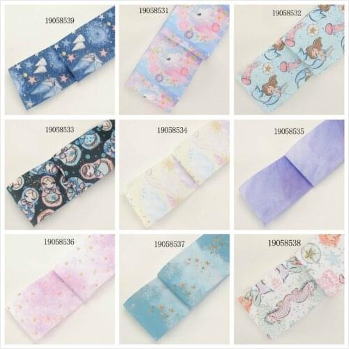 Cute Cartoon Heat Transfer Printed Grosgrain/Satin Ribbon 5 Yards 25mm/38mm/50mm/75mmfor DIY Bows Hair Accessories