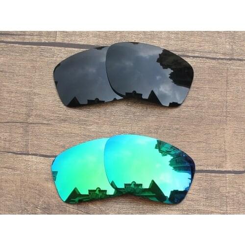 Vonxyz 2 Pairs Stealth Black & Jade Mirror Polarized Replacement Lenses for-Oakley Scalpel Frame