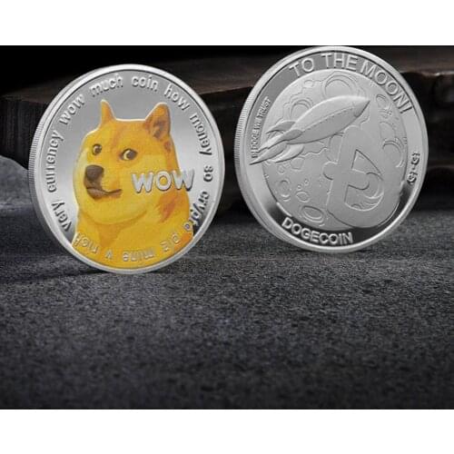 Gold/Silver Plated Dogecoin Commemorative Coin Cute Dog Pattern Dog Souvenir Collection Gifts Home Decoration Crafts Desktop Orn
