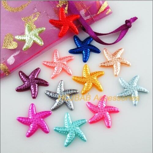 100Pcs Lovely Animal Starfish Mixed Acrylic Plastic FlatBack 19mm