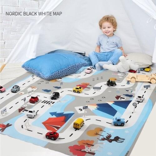 130*100CM Portable Play Mat Car City Scene Traffic Highway Map Board Children Educational Game Toys Road Carpet Car Accessories