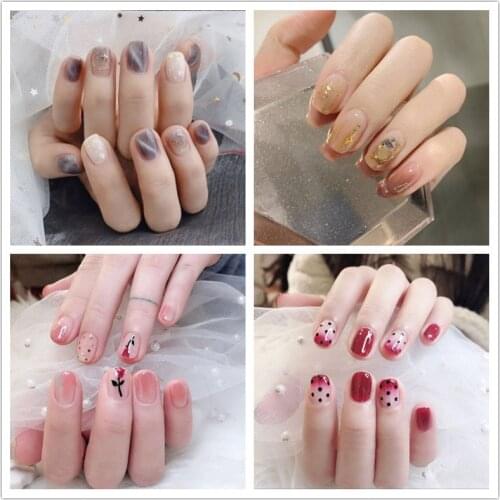 14tips/sheet Nail Stickers Decorations Nail Art Sticker Self-adhesive Full Nail Tips Waterproof Slider Nail Stickers Tattoo