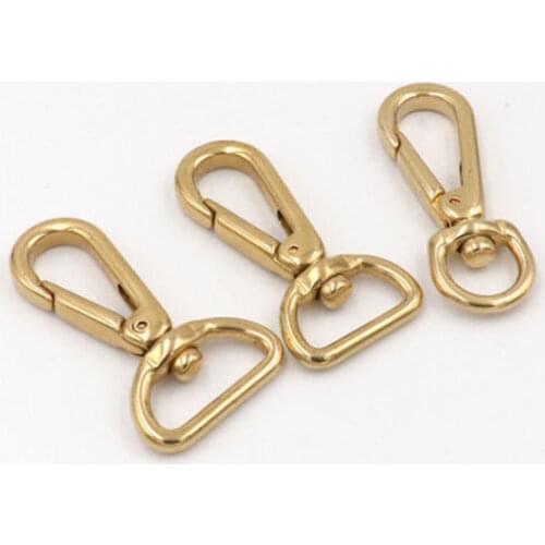 2Pcs Solid Brass Snap Hooks Swivel Eye Trigger Clips Metal Buckles Leather Crafat Luggage Bag Keychain Dog Collar Lobster Clasps