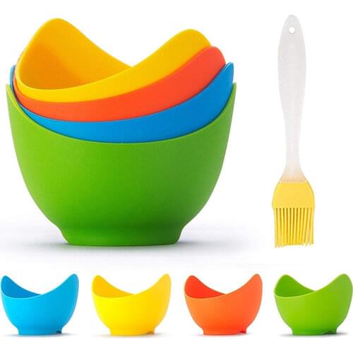 4Pcs Egg Poacher Cups Non Stick Silicone Egg Poachers Food Grade Egg Steamer Boiler Mold Microwave Stovetop Egg Cooking Tools