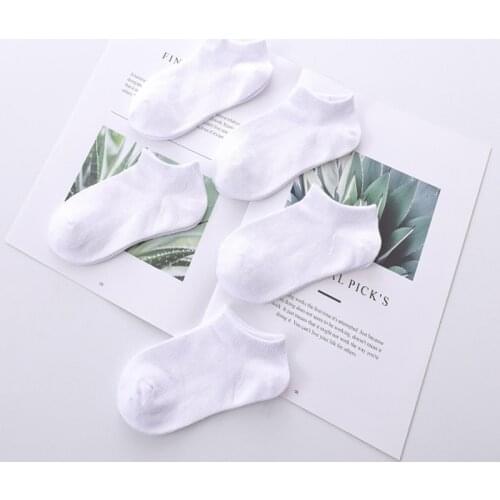 5Pairs/pack Baby White Socks Kid Short Spring Style Solid Thin Soft Socks For Boys Girls Clothing Accessories