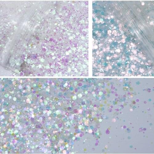 50G Mixed Flash SYMPHONY Chunky Glitter Hexagon Candy Pink/Green/Purp Aurora Mermaid Starry DIY Nail ART Decal Hologlitter #MD12