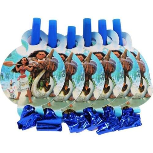 6PCS Moana Party Blowouts Whistles Kids Birthday Party Favors Decoration Supplies Noice maker Toys Goody Bags Pinata