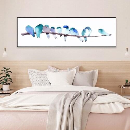 Abstract Moon Wall Art Canvas Painting Golden Mountain Birds Nordic Posters and Prints Wall Pictures for Living Room Home Decor