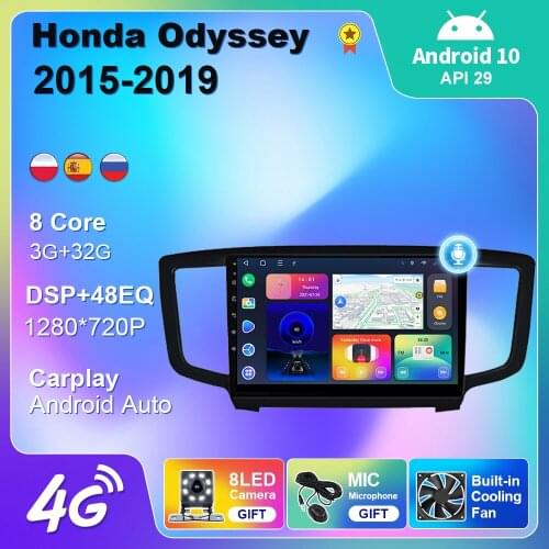 Android 10 For Honda Odyssey 2015-2019 Car Radio Multimedia Player Navigation Car Android Auto Carplay 2 din 4G WIFI Cam No DVD