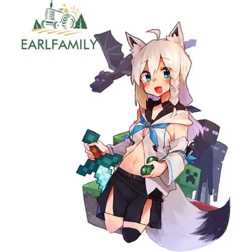 EARLFAMILY 13cm x 9cm for Shirakami Fubuki Hololive Funny Car Stickers Personality Refrigerator Decals Waterproof Vinyl Decor