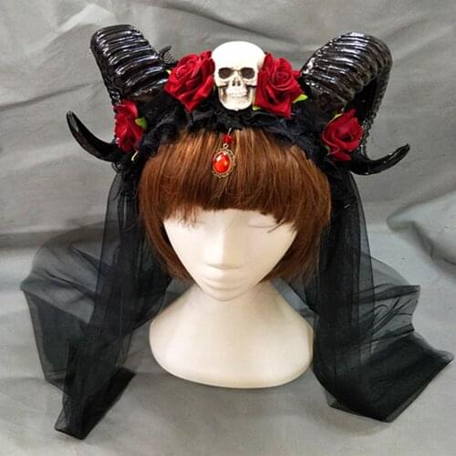 Fornite horror maquillage adult sheep horn skull headpiece women party halloween decoration
