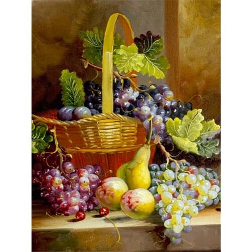 Fruit Landscape DIY Cross Stitch 11CT Embroidery Kits Needlework Craft Set Cotton Thread Printed Canvas Home Design