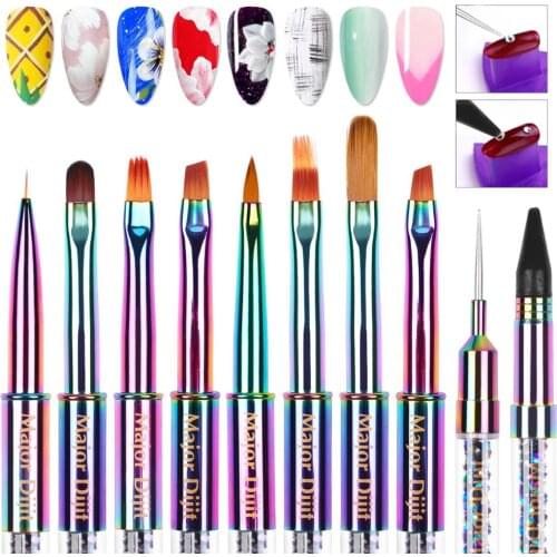 Kolinsky Hair Nail Art Brushes Drawing Brush Metal Painting Pen UV Gel Carving Pen Brush Liquid Powder DIY Nail Drawing