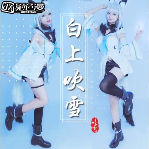 Shirakami Fubuki cos suit little fox on white, loli anime suit with clothes and shoes