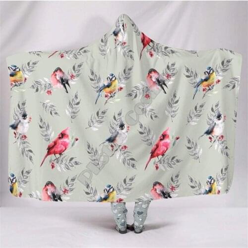 Bird Beautiful Breathable Hooded Blanket 3D Printed Wearable Blanket Adults men women kids Boy Girl Blanket blanket throw