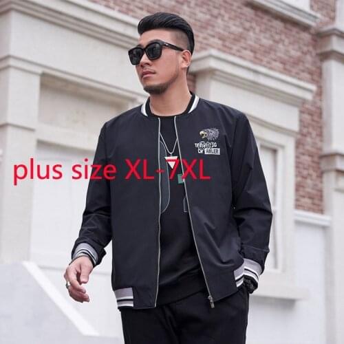 New Arrival Super Large Spring And Autumn Men Fashion Baseball Collar Coat Casual Print Jacket Plus Size XL-4XL 5XL 6XL 7XL