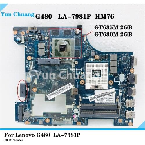 QIWG5_G6_G9 LA-7981P For Lenovo G480 Laptop Motherboard PGA989 SLJ8E HM76 DDR3 GT635M 2GB 100% Tested
