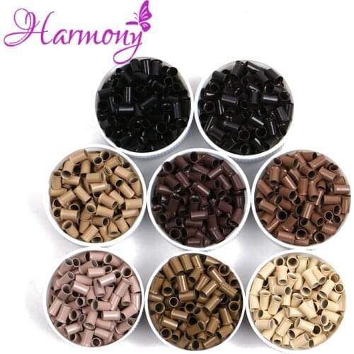Harmony plus hair 1000/bottle 3.4*3.0*6.0mm Micro copper tubes/Rings/links/beads for Human Hair Extensions 8 colors Optional