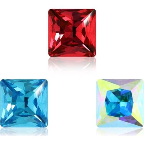 Twinkle 8/10/12mm Princess Square K9 Crystal Rhinestones for Clothes Jewelry Decoration DIY Nails Blue Piontback Strass Crystal