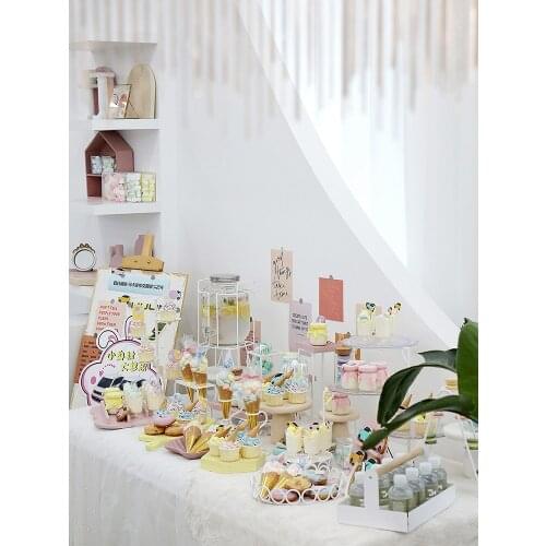 Cute Sweet Pink Baby Girl Birthday Baby Shower Party Dessert Tableware Cupcakes Donuts Macaron Display Cake Stands Bakeware