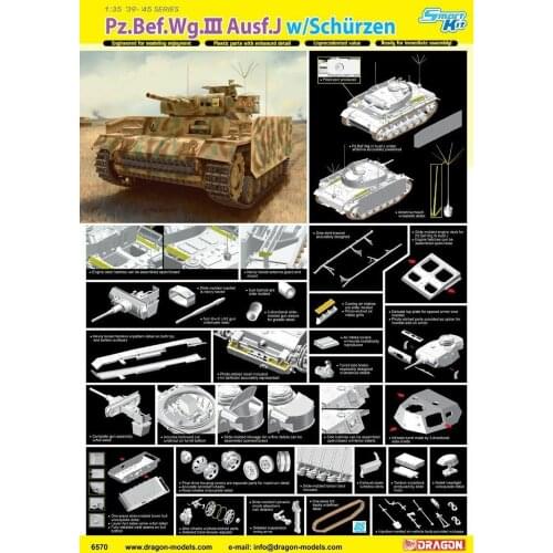 Dragon model 6570 1/35 Pz.Bef.Wg.III Ausf.J w/Schurzen model kit