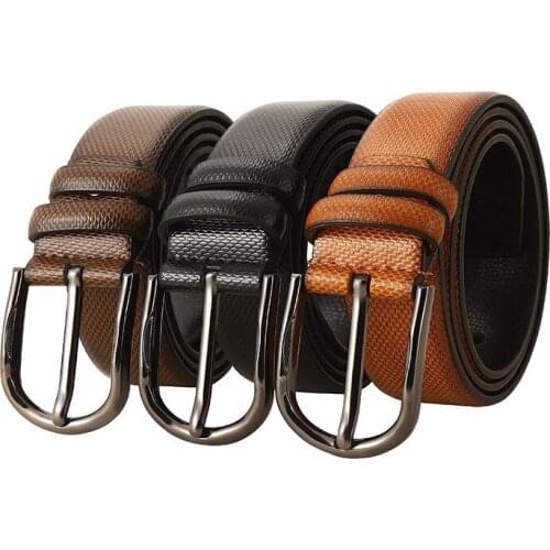 3.7 High Quality PU Leather for Mens Belt Wear-resistant Alloy Pin Buckle Belt Business Casual Cowboy Waistband Male Fashion