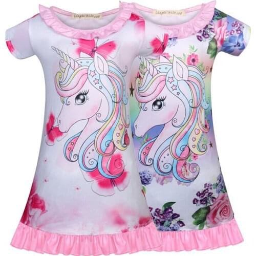 Girls Nightgown children clothing Knitting cotton short sleeved pajamas dress Cute kids Homewear Nightdress Clothes