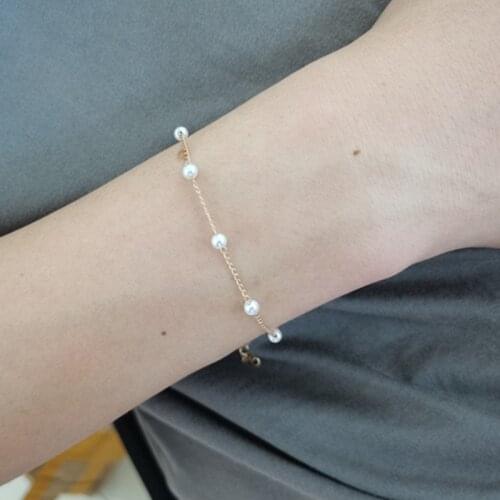 New Simple Streetwear Elegant Pearl bracelets Silver Color Beads Chain For Womens Goth Chain On The Hand Charm Jewelry 2021 Kpop