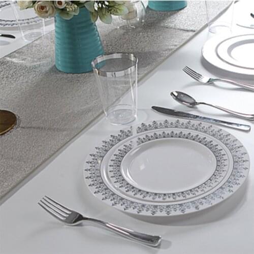 Disposable Silver Edge Plastic Wedding Cup Party for Birthday Party Decoration of Celebration and Anniversaire Wedding Decor