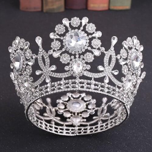 Full Round Bride Crown Fashion Luxury Big Wedding Crown Bridal Hair Accessories Princess Women Tiaras Headpieces 2020 New