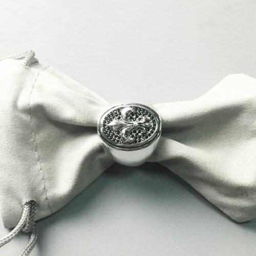 Striking Ring Fluer-de-lis Lily Brand New High Quality tibetan Silver Zirconia Pave new Fashion European Jewelry Gift For Men